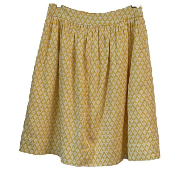 Downeast Womens Small A-line Skirt Yellow White Chevron Pockets Lined Side Zip - Picture 2 of 12